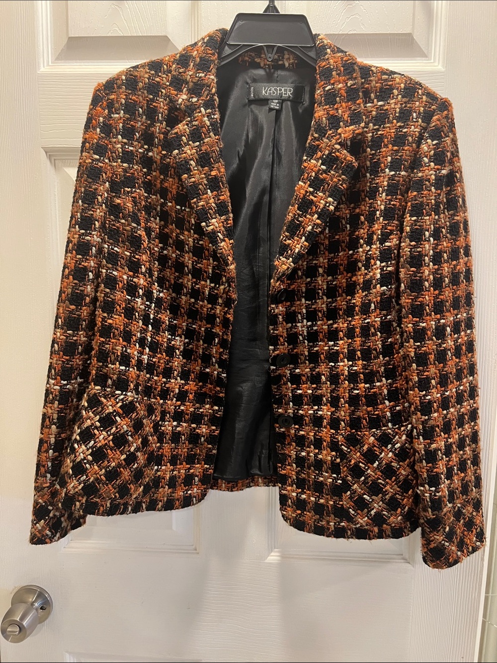 NWOT Kasper Black and Orange Tweed Blazer